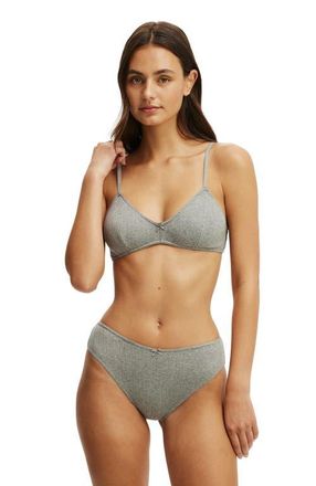 Cotton On Womens Cotton Pointelle Triangle Padded Bralette in Mid Grey Marle at Nordstrom, Size Xx-Small