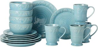 Certified International Coastline Blue 16Pc Dinnerware Set, Service For 4