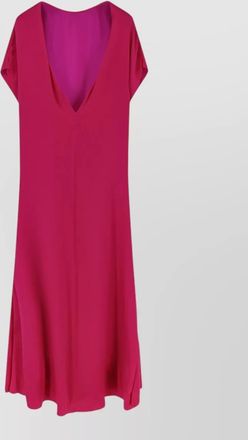 Dries Van Noten diria silk dress cap sleeves v neckline