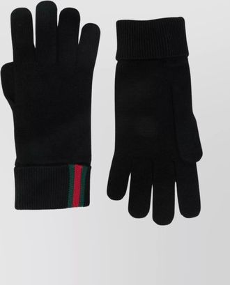 Gucci knit gloves with ribbed cuffs and stripes