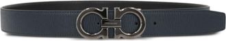 Ferragamo Dark Blue Reversible Logo Buckle Belt