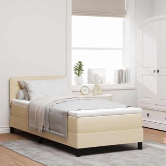 vidaXL Cama Tipo Box Spring Con Colch&oacute;n Crema 90 X 190 Cm Tela Vidaxl