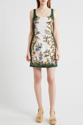 Farm Rio Nature Sand Print Linen Minidress in Nature Sand/Green at Nordstrom, Size Xx-Small