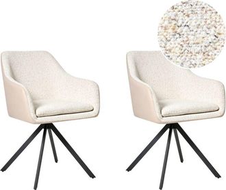 Beliani Beliani - Set of 2 Chairs for Dining Room Upholstered Boucle Light Beige Lithia