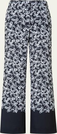Akris Marla Cropped Floral-Print Techno Crepe Pants