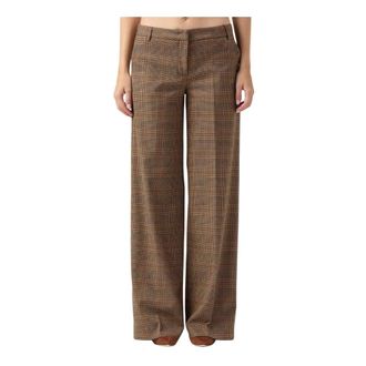 Ermanno Scervino Pied de Poule Broek - Dames - Wijde Broeken - Bruin - S - Polyester - Broeken