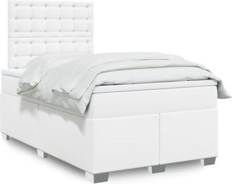 vidaXL Vidaxl - Cama Box Spring Con Colch&oacute;n Cuero Sint&eacute;tico Blanco 120x200 Cm
