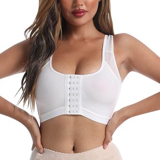 Generic Adjustable Front Closure Post Bra for Women Compression Tank Top with Shapewear Support (White, M)
