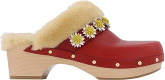 Fabrizio Viti Jean Daisy Trim Clog in Burgundy Leather