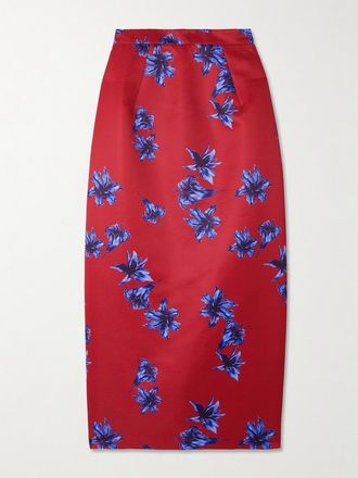 Emilia Wickstead Gonna Midi In Faille Floreale Lorelei - Rosso