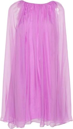 Max Mara Amethist Paarse Zijden Chiffon Cape Jurk - Dames - Korte kleedjes - Paars - S - Chiffon - Kleedjes
