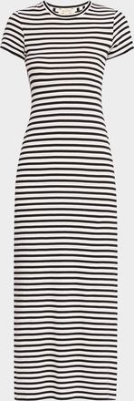 Nili Lotan Lucinda Striped Short-Sleeve Midi Dress