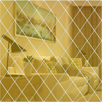OEM Pegatinas De Pared Con Efecto Espejo 3d, Removibles, Pegatinas De Pared Diy Con Efecto Espejo, Sala De Estar Y Dormitorio, Dorado, 100100cm