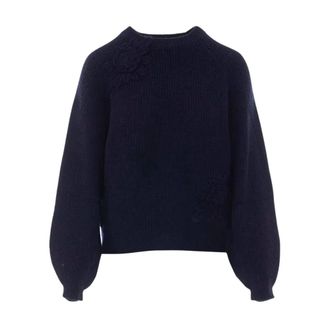 Twinset Gebreide trui met ronde hals - Dames - Truien - Blauw - Maat: M