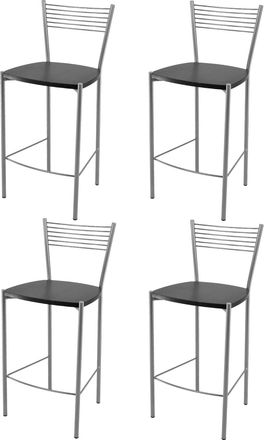 Tommychairs Tommychairs 4 Taburetes Elegance En Acero Aluminio Asiento Madera Wengu&eacute;