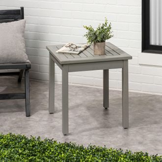 Jonathan Y Designs Archer 18.9 Modern Classic Square Slatted Solid Acacia Wood Indoor/Outdoor Adirondack Side Table, Gray