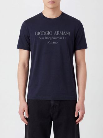 Giorgio Armani Short-Sleeved Cotton T-Shirt with Contrasting Logo