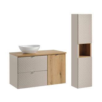 Petits Meubles Set de muebles con lavabo cesto ropa y columna estratificado 100.4cm