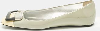 Roger Vivier Pastel Green/yellow Patent Leather Square Cap Toe Ballet Flats
