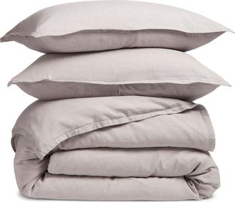 Nordstrom Lyocell & Linen Duvet Cover & Shams Set in Grey Opal at Nordstrom, Size Queen