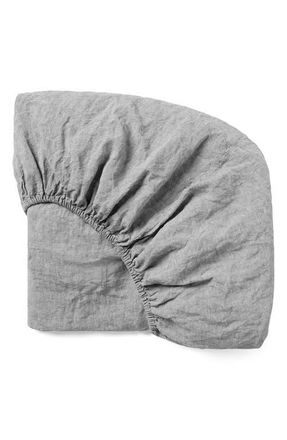 Coyuchi Relaxed Organic Linen Fitted Sheet in Slate Chambray at Nordstrom, Size California King
