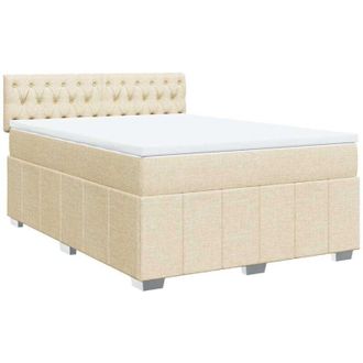 vidaXL Cama Box Spring Con Colch&oacute;n Tela Color Crema 140x190 Cm Vidaxl