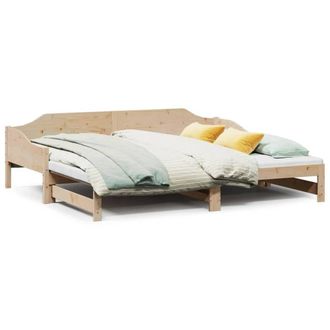 Berkfield Home Daybed with Trundle without Mattress 90x190 cm Single Solid Wood in Light Tan