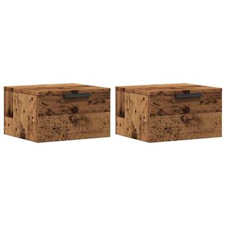 vidaXL Vidaxl - Mesitas De Noche De Pared 2 Uds Madera Envejecida 34x30x20 Cm