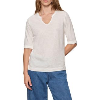 Sanctuary Dolce Notch Neck Top in Chalk White at Nordstrom, Size X-Large