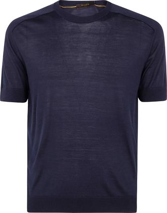 Moorer T-shirt in seta - Blu