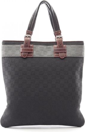 Loewe Black Brown Canvas Leather Handbag Tote Bag (Pre-Owned)