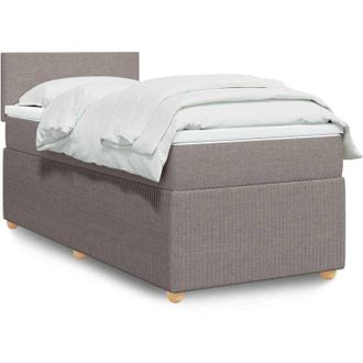 vidaXL Cama Box Spring Con Colch&oacute;n Tela Gris Taupe 90x190 Cm Vidaxl