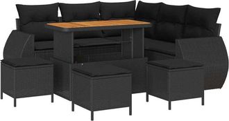 vidaXL Conjunto De Sof&aacute; De Jard&iacute;n 9 Pcs Negro Rat&aacute;n Sint&eacute;tico Vidaxl