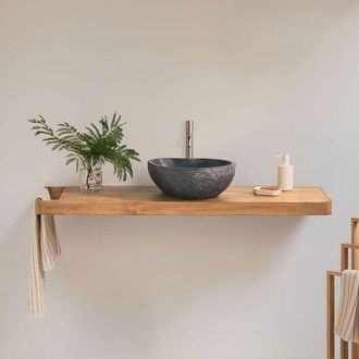 Sklum Conjunto De Mueble De Ba&ntilde;o 130x45 Cm Suspendido En Madera De Teca Neill Sklum