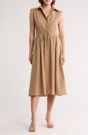 Stitchdrop Block Island Sleeveless Cotton Shirtdress in Beige at Nordstrom Rack, Size Small