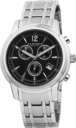 Akribos XXIV Black Dial Stainless Steel Mens Watch AK692SSB