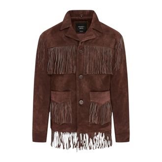 Infinity Leather Heren retro bruine cowboy su&egrave;de leren fringejas - Western