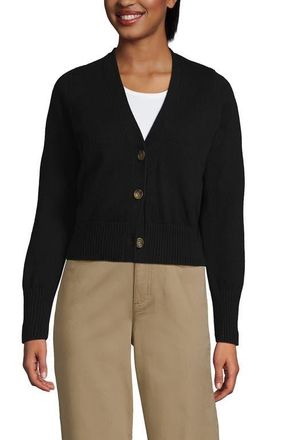 Lands End Drifter Vneck Dress Cardigan Sweater in Black at Nordstrom, Size X-Large P