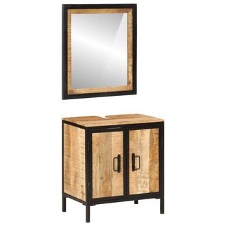 vidaXL Conjunto De Muebles De Ba&ntilde;o 2 Pzas Madera Maciza Mango Y Hierro Vidaxl