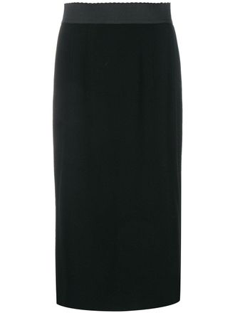 Dolce & Gabbana scallop-edge midi skirt - women - Silk/Cotton/Acetate/Polyamide/Spandex/Elastane/Spandex/Elastane/Viscose - 48 - Black