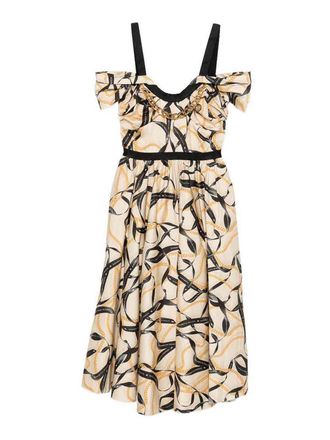 Elisabetta Franchi Printed Midi Dress With Ruffle Details