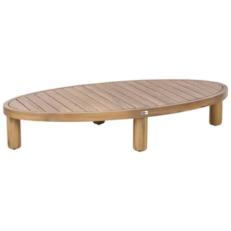 Beliani Mesa De Centro De Jard&iacute;n De Madera De Acacia Forma Ovalada Resistente A La Intemperie Marr&oacute;n Claro Numana