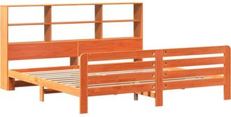 vidaXL Cama Sin Colch&oacute;n Madera Maciza De Pino Marr&oacute;n Cera 200x200 Cm Vidaxl