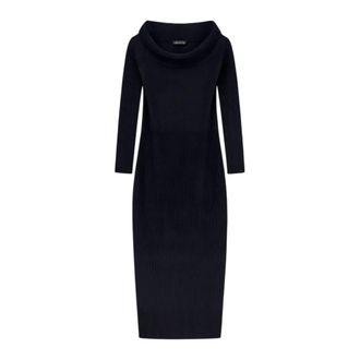 A|X Armani Exchange Kleedjes, Dames, Zwart, XS, Ribgebreide Midi Jurk