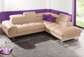 Cotta Ecksofa »Chef L-Form« mit Kopfteilverstellung, edle Metallkufen, wahlweise mit Bettfunktion