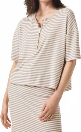 Splendid Brooke Stripe Short Sleeve Top In Fawn Stripe