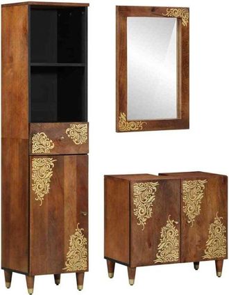 vidaXL Set di mobili per il bagno con cassetto con porta 3 pcs Grigio vidaXL