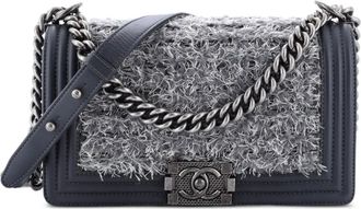 Chanel Boy Flap Bag Braided Tweed Old Medium crossbody bag - Grijs