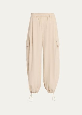 Brunello Cucinelli Cotton-Cashmere Corduroy Baggy Wide-Leg Cargo Pants