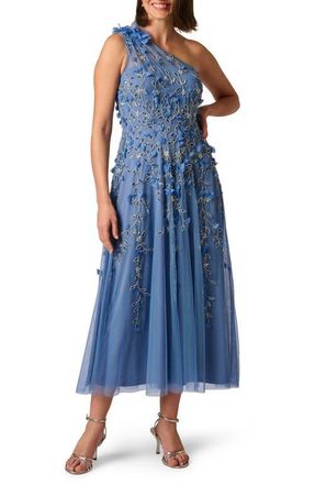 Adrianna Papell Embellished One-Shoulder Cocktail Dress in French Blue at Nordstrom, Size 10
